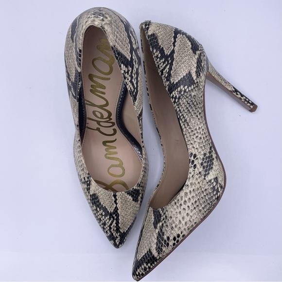 SAM EDELMAN leather pointed toe animal print pump heels Size 8.5 - Picture 6 of 11